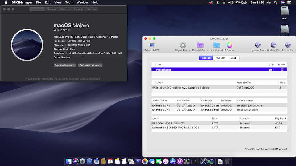 Success Hackintosh Mojave 10.14.1 Build 18B75 at Lenovo Ideapad 330S-14IKB (with AMD eGPU)